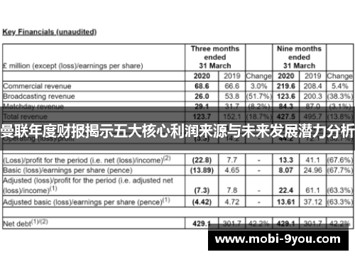 曼联年度财报揭示五大核心利润来源与未来发展潜力分析